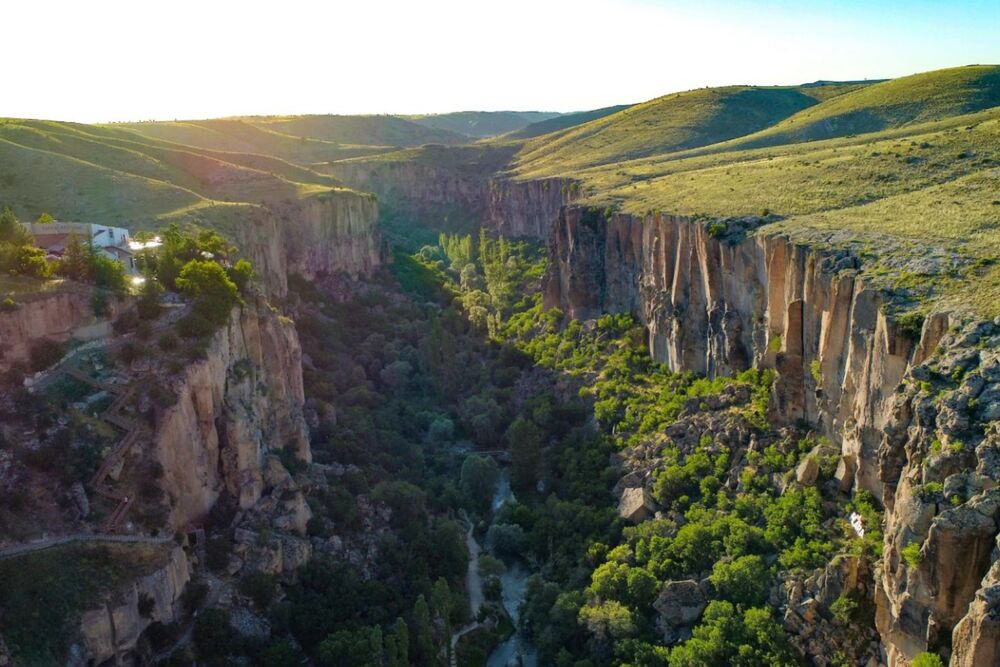 Ihlara Valley canyon with green trees