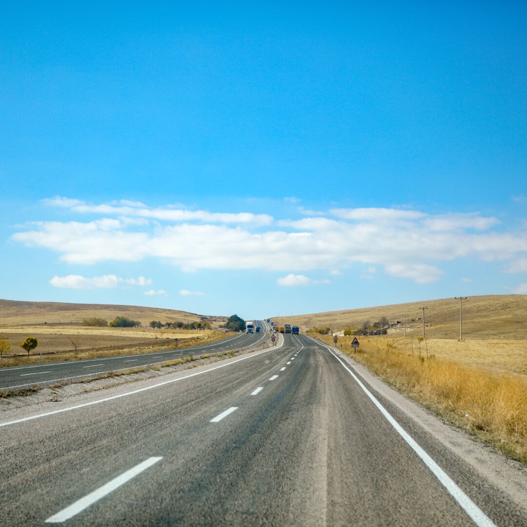 An open road stretching to the horizon
